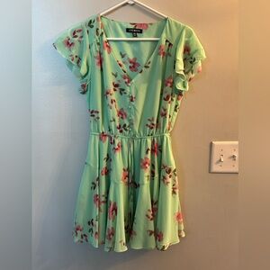 Steve Madden Mint Green Dress with Pink Floral Design